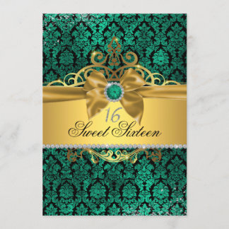 Invitation de Sweet sixteen Turquoise or Damask