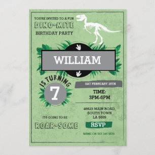 Invitation de T-Rex Dino de fête d'anniversaire de