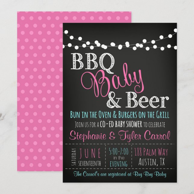Invitation de tableau de bébé de BBQ de baby (Devant / Derrière)