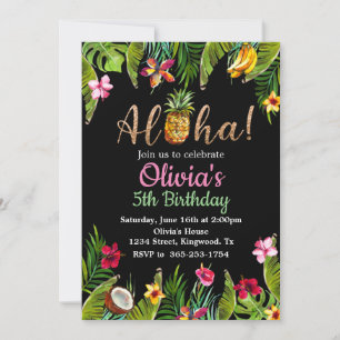 Invitation de tableau de bord tropical Aloha