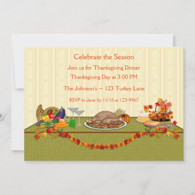 Invitation de Tableau de dîner de thanksgiving (Devant)