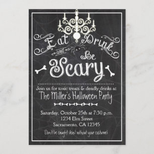 Invitation de tableau noir Halloween Manger Boire 