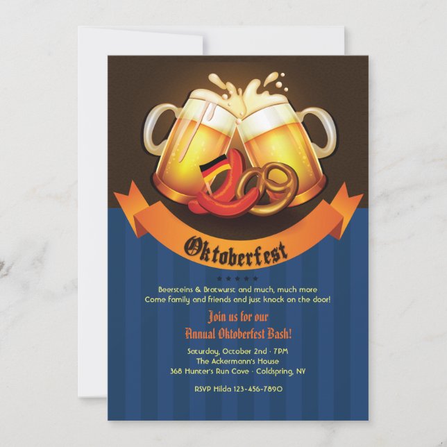 Invitation de tasses de bière d'Oktoberfest (Devant)