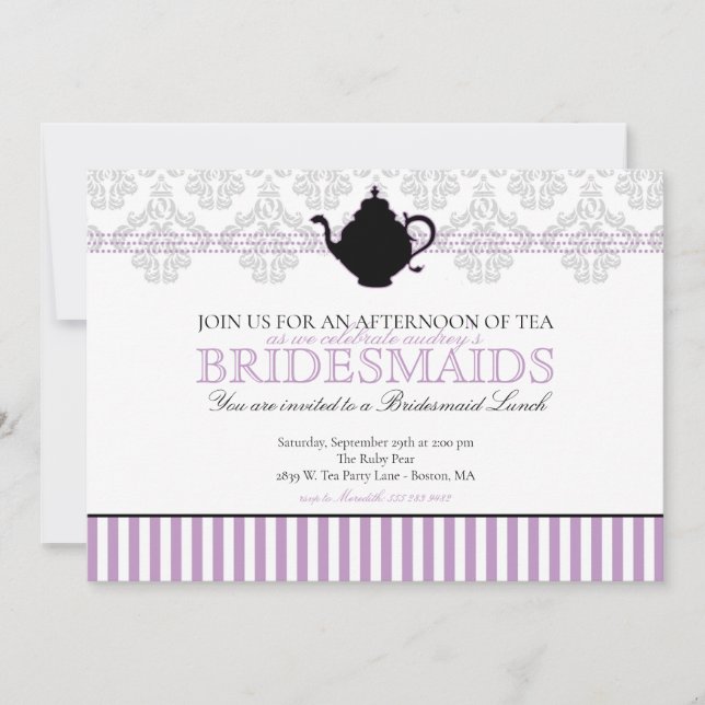 Invitation de Tea Party violet (Devant)