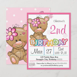 Invitation de Teddy Bear 2e anniversaire