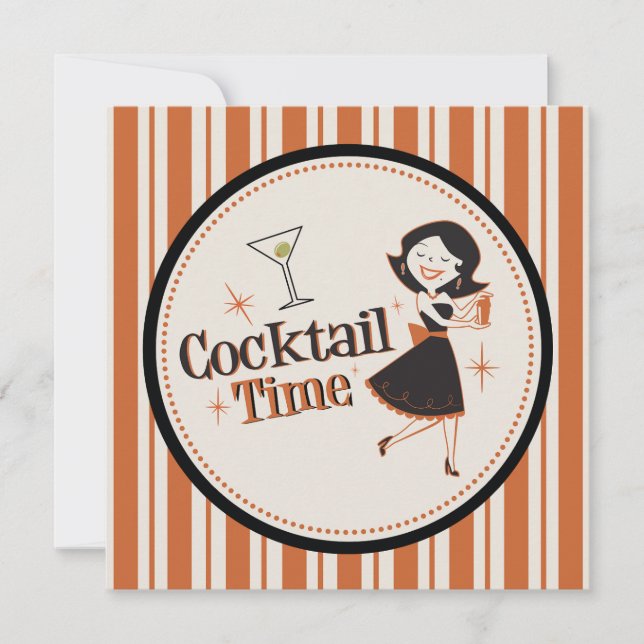 Invitation de temps de cocktail - rayures (Devant)