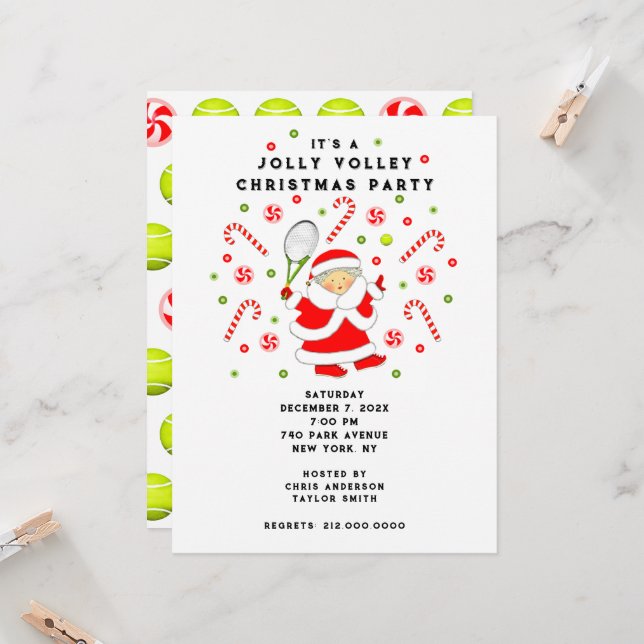 Invitation de Tennis Holiday Party (Devant/Arrière en situation)