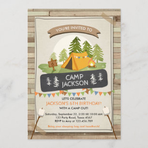Invitation de tente de camping Anniversaire Camp d