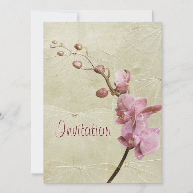 Invitation de texture d'orchidée et de feuille (Devant)