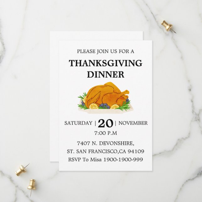 Invitation de Thanksgiving (Devant/Arrière en situation)