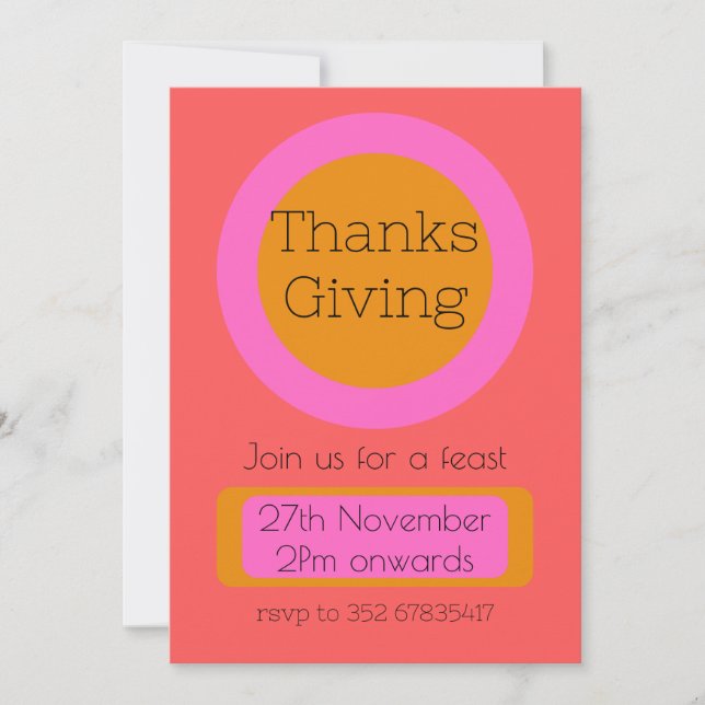 Invitation de Thanksgiving (Devant)