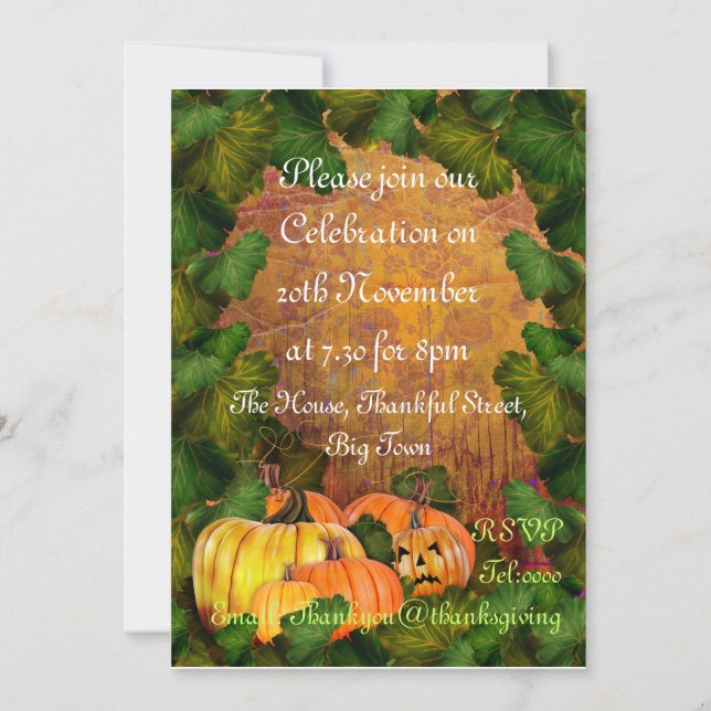 Invitation de Thanksgiving (Devant)