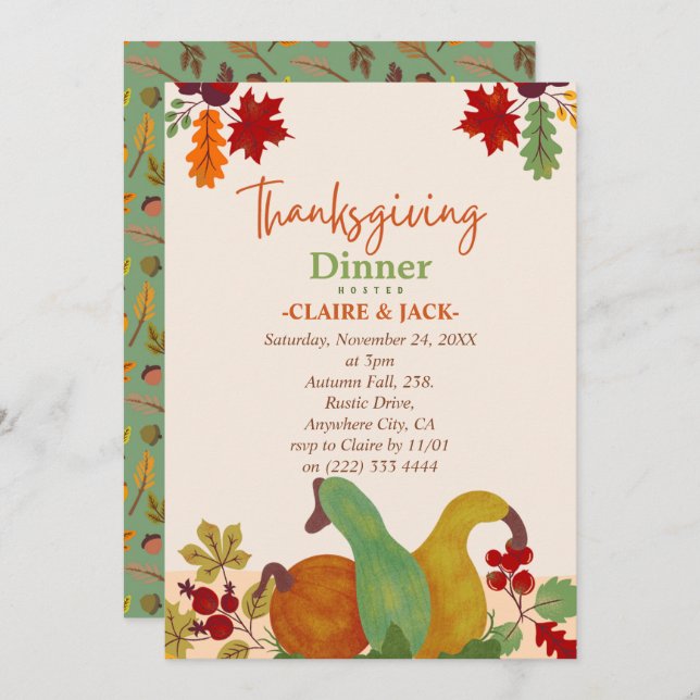 Invitation de Thanksgiving (Devant / Derrière)