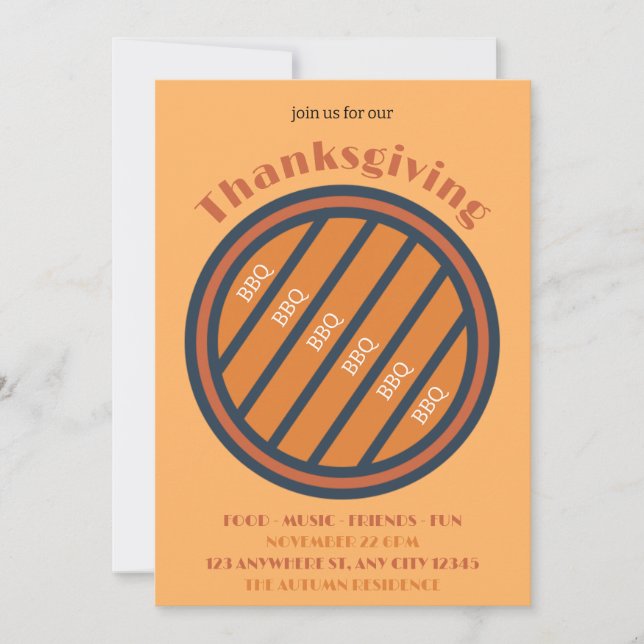 Invitation de Thanksgiving BBQ (Devant)