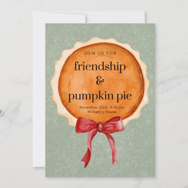 Invitation de Thanksgiving - Citrouille Pie Deligh (Devant)