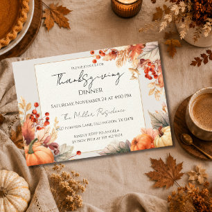 Invitation de Thanksgiving d'automne élégante et p