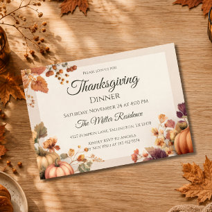 Invitation de Thanksgiving d'automne élégante et p