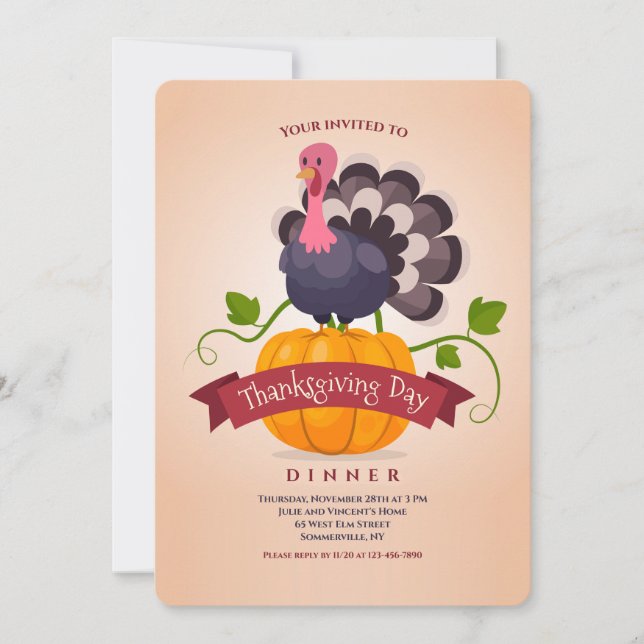 Invitation de Thanksgiving Day Turkey (Devant)