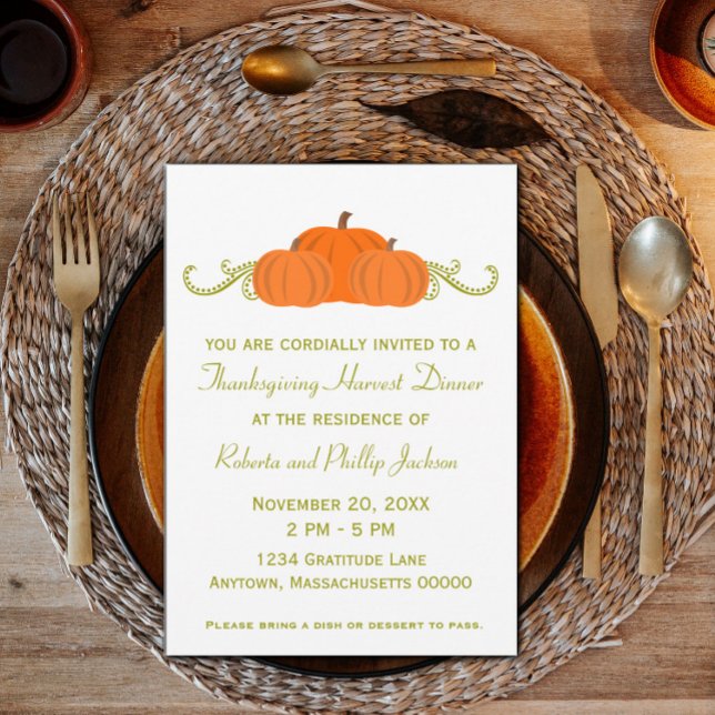Invitation de Thanksgiving de citrouille (Pumpkin Swirls Thanksgiving Invitation)