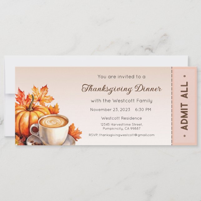 Invitation de Thanksgiving, Dîner de Thanksgiving (Devant)