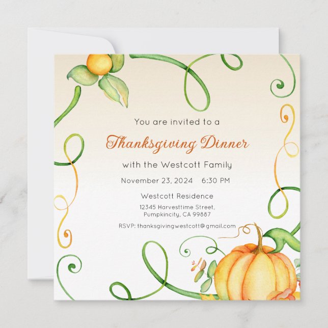 Invitation de Thanksgiving, Dîner de Thanksgiving  (Devant)