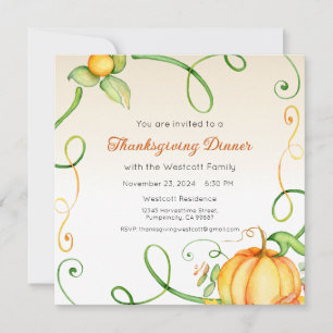 Invitation de Thanksgiving, Dîner de Thanksgiving
