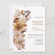 Invitation de Thanksgiving Florale d'Automne Rusti