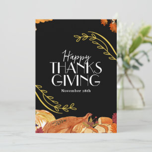 Invitation de Thanksgiving minimaliste, dîner de v
