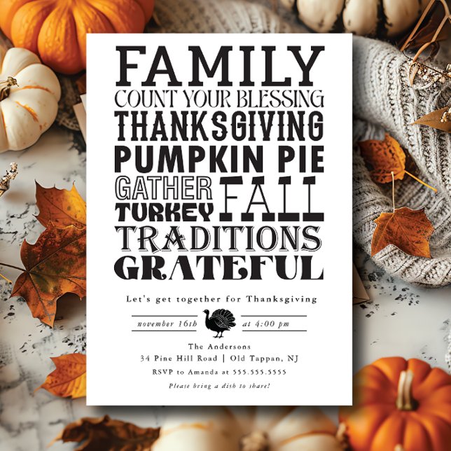 Invitation de Thanksgiving minimaliste moderne (Créateur téléchargé)