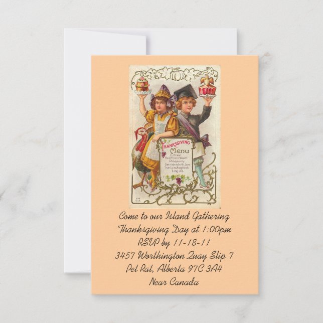 Invitation de Thanksgiving Modèle Vintage (Devant)