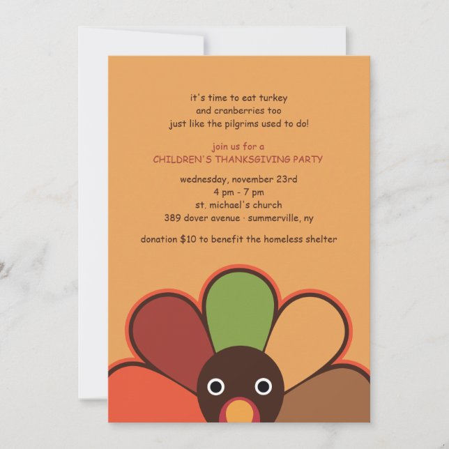 Invitation de Thanksgiving pour la Turquie juvénil (Devant)