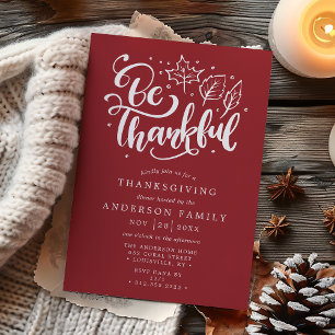 Invitation de Thanksgiving « Soyez reconnaissant »