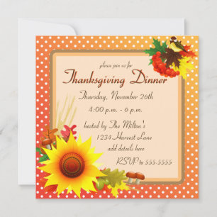Invitation de Thanksgiving Tournesol et oranger