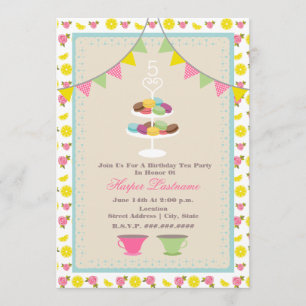 Invitation de thé d'anniversaire de Macarons
