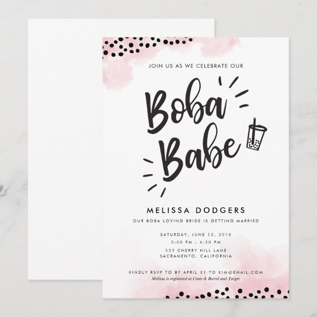 Invitation de thé de bulle de Boba (Devant / Derrière)