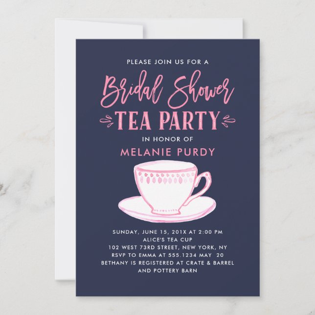 Invitation de thé de Fête de la mariée (Devant)