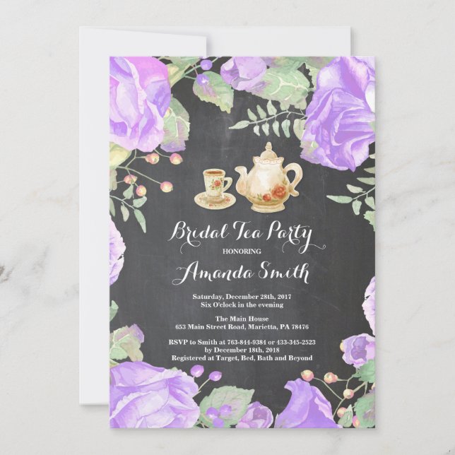 Invitation de thé de Fête de la mariée florale (Devant)