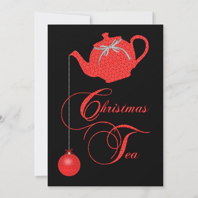 Invitation de thé de Noël, élégance rouge de (Devant)