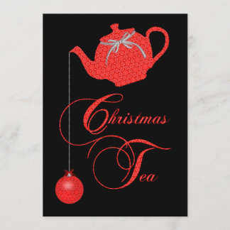 Invitation de thé de Noël, élégance rouge de
