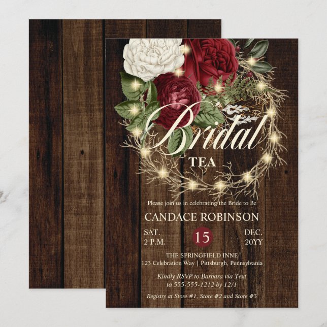 Invitation de thé de nuptiale de couronnes lumineu (Devant / Derrière)