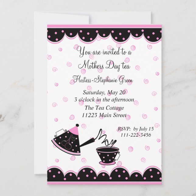 Invitation de thé du jour de mère (Devant)