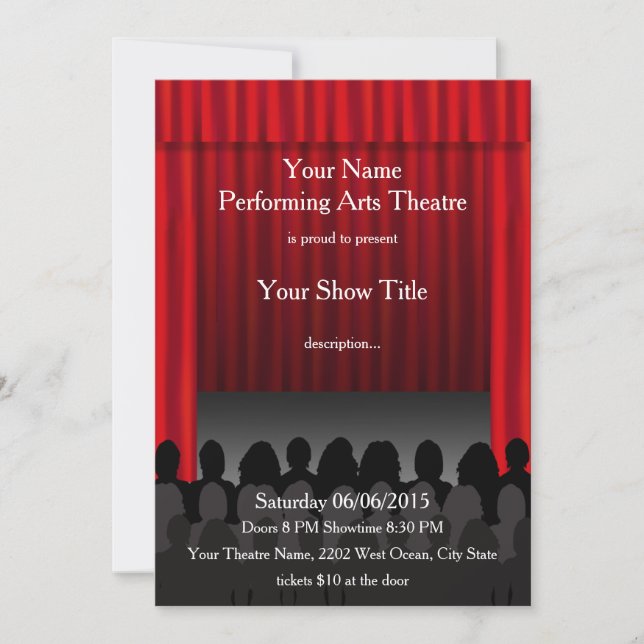 Invitation de théâtre d'arts de la scène (Devant)
