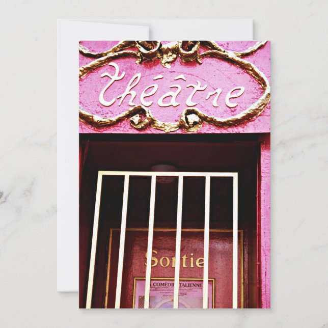 INVITATION DE THÉÂTRE ROSE ~EZ2 PERSONNALISER THÉÂ (Devant)