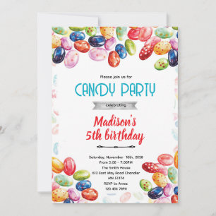 Invitation de thème de fête de jellybean mignon