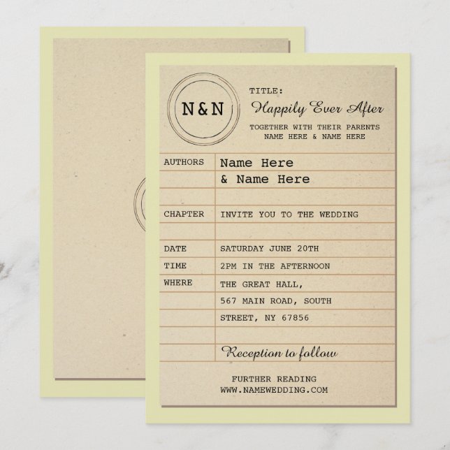 Invitation de thème du Faire-part de mariage de bi (Devant / Derrière)