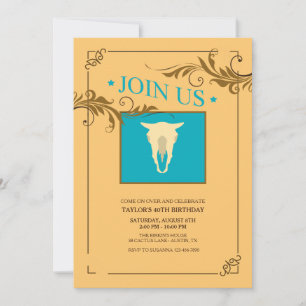 Invitation de thème western Crâne de vache