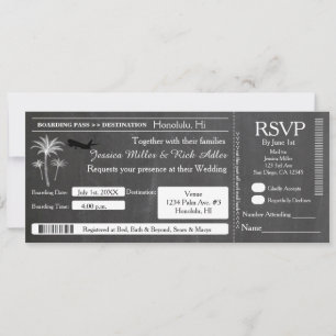 Invitation de ticket de destination Mariage de cha