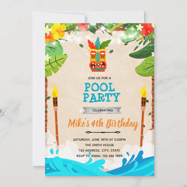 Invitation de Tiki luau pool (Devant)