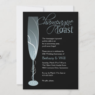 Invitation de toast au champagne diamant bleu