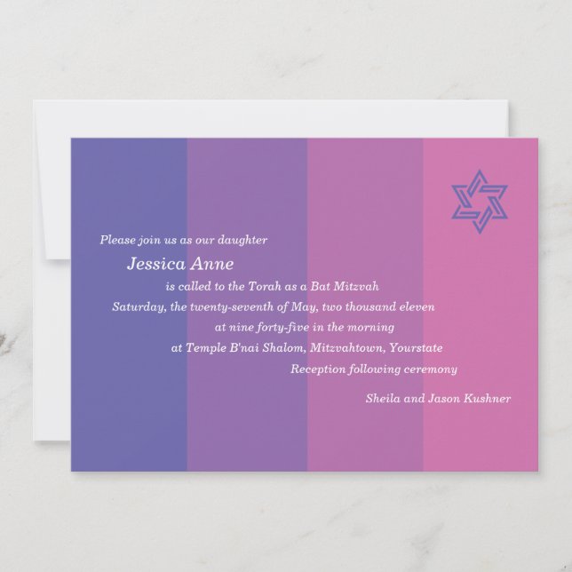 Invitation de Tonal Purple Bat mitzvah (Devant)